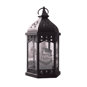 Christmas Print Lantern with Electric Candle