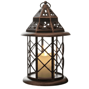 Patterned Lantern with Electric Candle