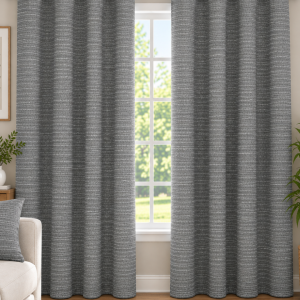 Jacquard Faux Linen Blackout Grommet Curtain